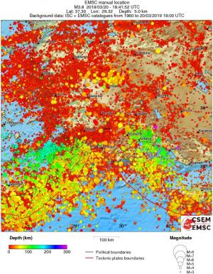 regional depth historical seismicity