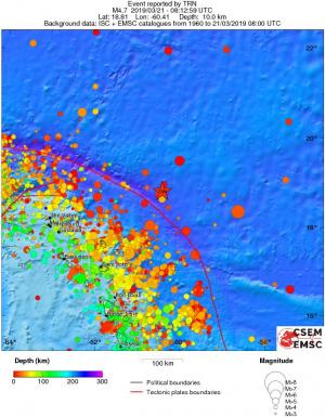 regional depth historical seismicity