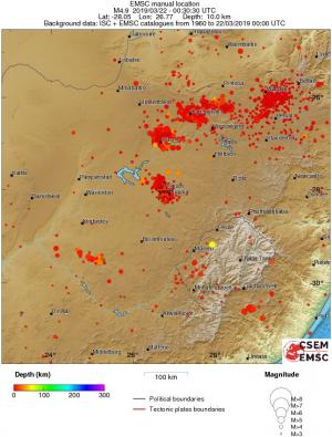 regional depth historical seismicity