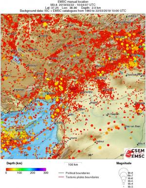 regional depth historical seismicity