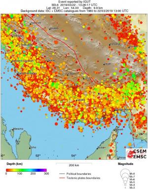 regional depth historical seismicity