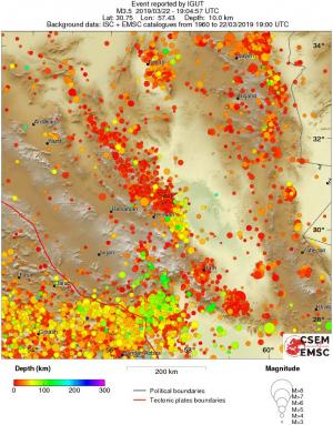 regional depth historical seismicity