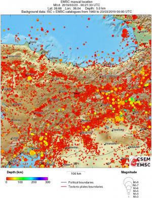 regional depth historical seismicity