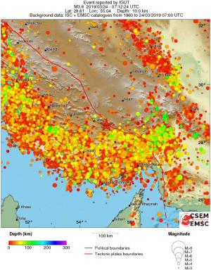 regional depth historical seismicity