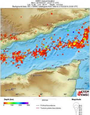 regional depth historical seismicity