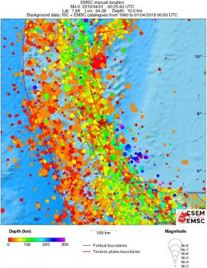 regional depth historical seismicity