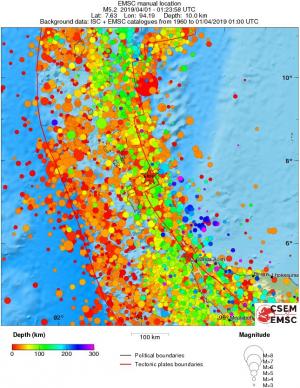 regional depth historical seismicity