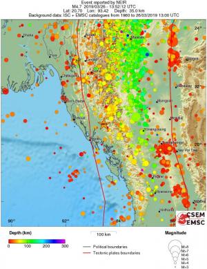 regional depth historical seismicity