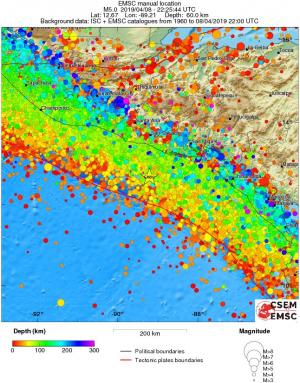 regional depth historical seismicity