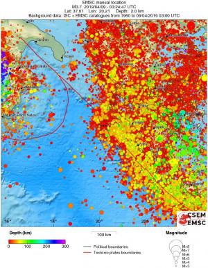regional depth historical seismicity