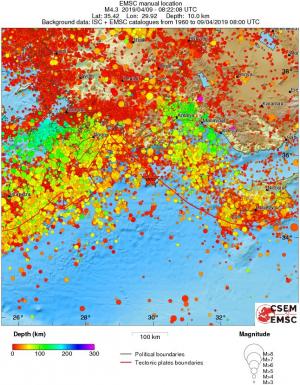 regional depth historical seismicity