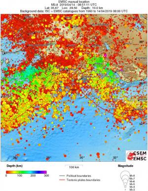 regional depth historical seismicity