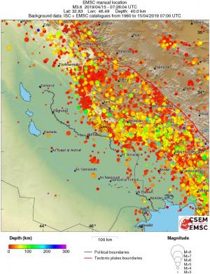 regional depth historical seismicity