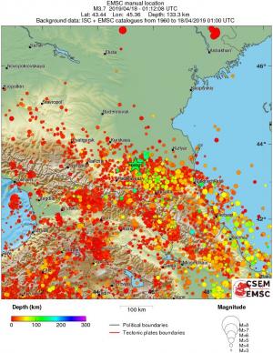 regional depth historical seismicity