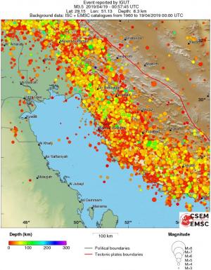 regional depth historical seismicity