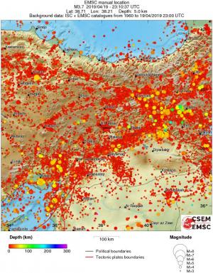 regional depth historical seismicity