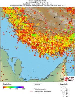 regional depth historical seismicity