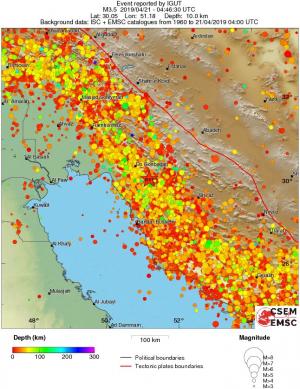regional depth historical seismicity