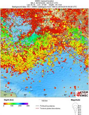 regional depth historical seismicity
