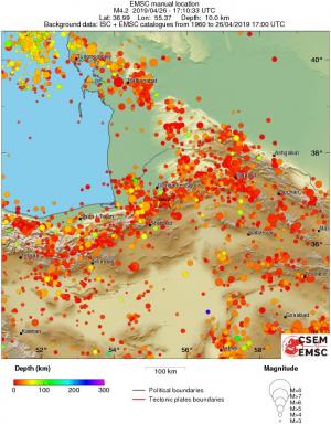 regional depth historical seismicity