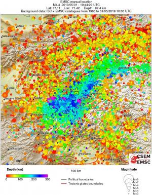 regional depth historical seismicity