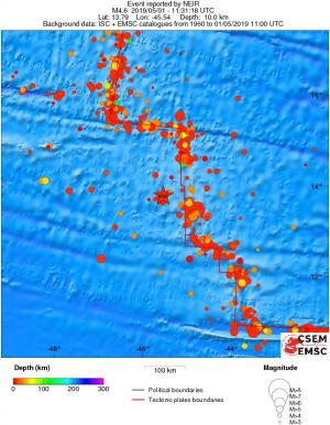 regional depth historical seismicity