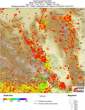 regional depth historical seismicity