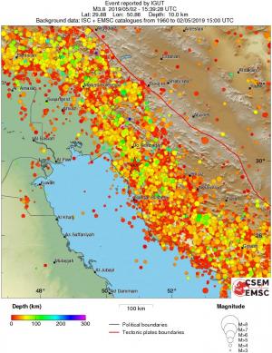 regional depth historical seismicity