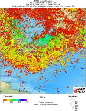 regional depth historical seismicity