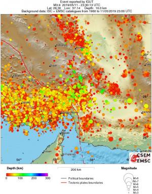 regional depth historical seismicity