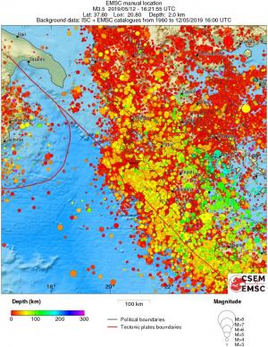regional depth historical seismicity