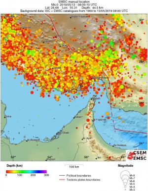 regional depth historical seismicity