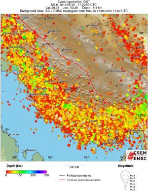 regional depth historical seismicity