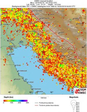 regional depth historical seismicity
