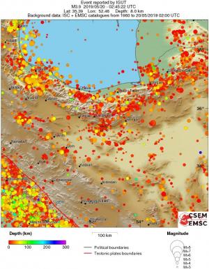 regional depth historical seismicity