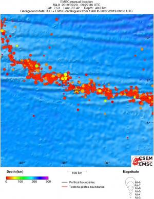 regional depth historical seismicity