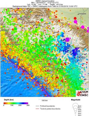 regional depth historical seismicity