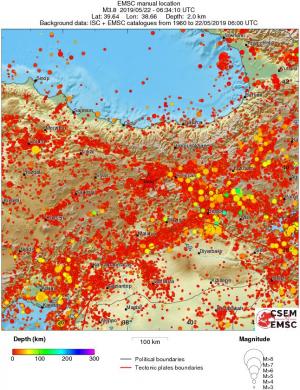 regional depth historical seismicity