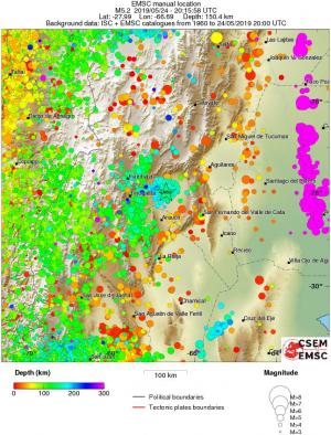 regional depth historical seismicity