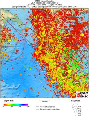 regional depth historical seismicity