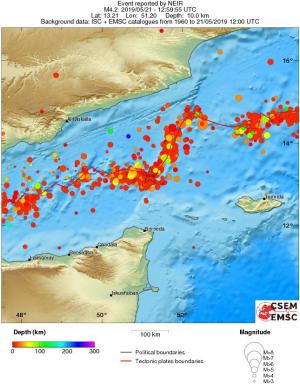 regional depth historical seismicity