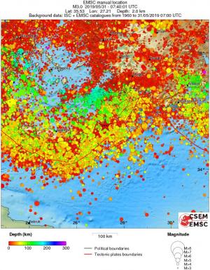 regional depth historical seismicity