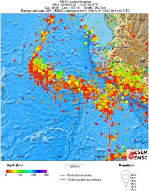 regional depth historical seismicity