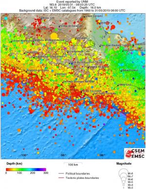 regional depth historical seismicity