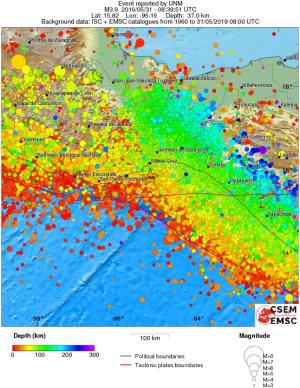 regional depth historical seismicity