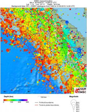 regional depth historical seismicity
