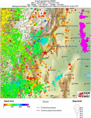 regional depth historical seismicity
