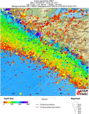 regional depth historical seismicity