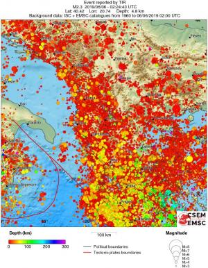 regional depth historical seismicity