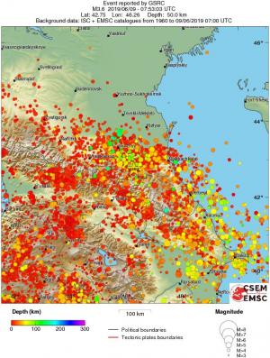 regional depth historical seismicity